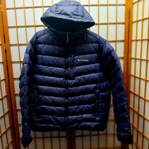 Columbia Men's Dark Blue Hooded Puffer Jacket